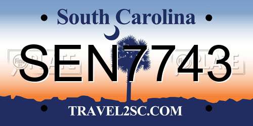 SEN7743 South Carolina License Plate