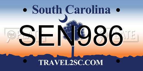 SEN986 South Carolina License Plate