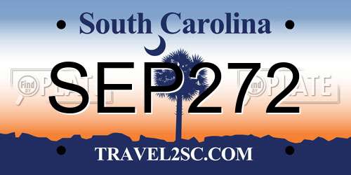 SEP272 South Carolina License Plate
