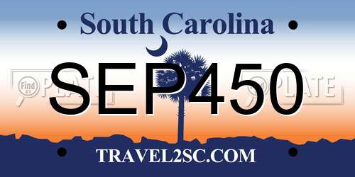 SEP450 South Carolina License Plate