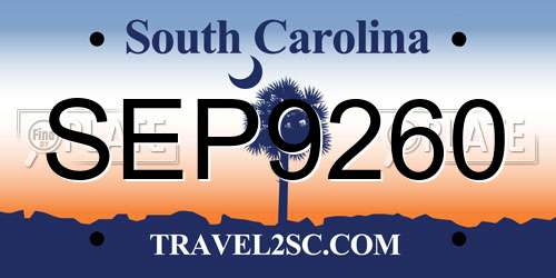 SEP9260 South Carolina License Plate