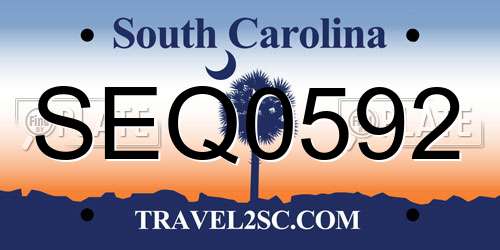 SEQ0592 South Carolina License Plate