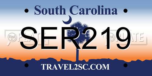SER219 South Carolina License Plate