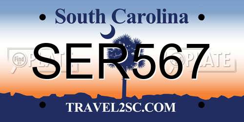 SER567 South Carolina License Plate