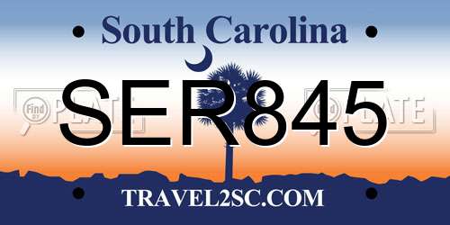 SER845 South Carolina License Plate