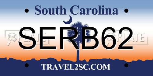 SERB62 South Carolina License Plate