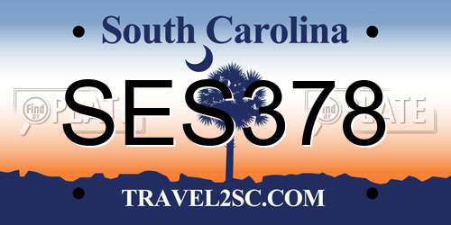 SES378 South Carolina License Plate