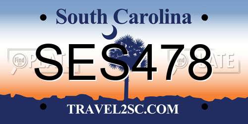 SES478 South Carolina License Plate