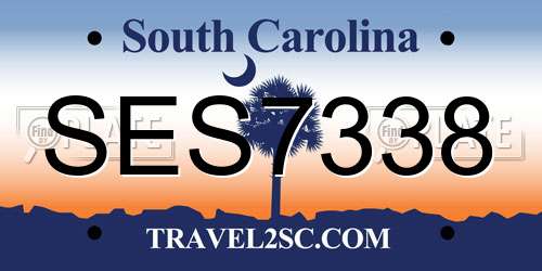 SES7338 South Carolina License Plate
