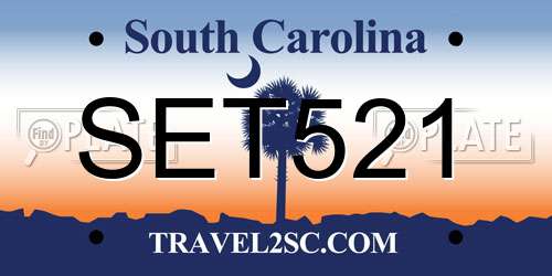 SET521 South Carolina License Plate