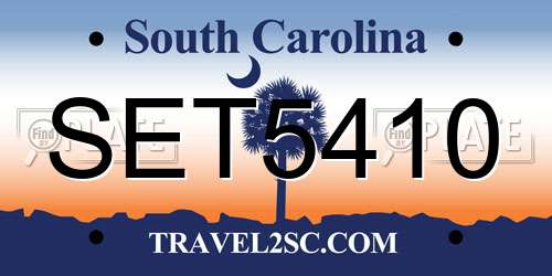 SET5410 South Carolina License Plate