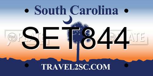 SET844 South Carolina License Plate