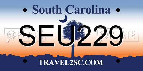SEU229 South Carolina License Plate