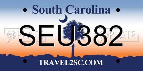 SEU382 South Carolina License Plate