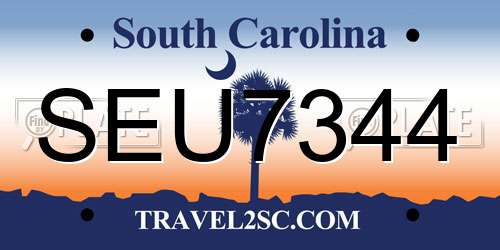 SEU7344 South Carolina License Plate