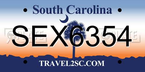 SEX6354 South Carolina License Plate