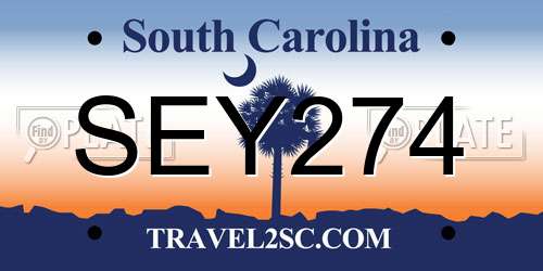 SEY274 South Carolina License Plate