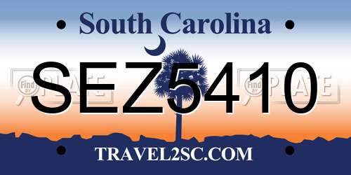 SEZ5410 South Carolina License Plate
