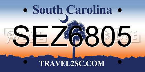 SEZ6805 South Carolina License Plate