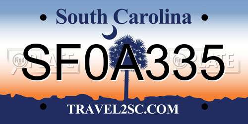 SF0A335 South Carolina License Plate