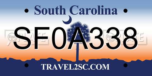 SF0A338 South Carolina License Plate