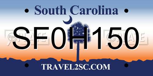 SF0H150 South Carolina License Plate
