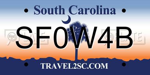 SF0W4B South Carolina License Plate