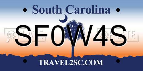 SF0W4S South Carolina License Plate