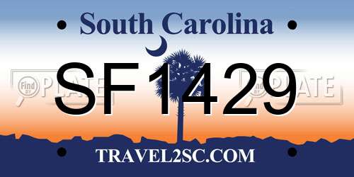 SF1429 South Carolina License Plate