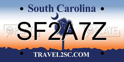 SF2A7Z South Carolina License Plate