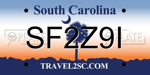 SF2Z9I South Carolina License Plate