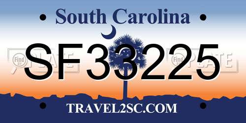 SF33225 South Carolina License Plate