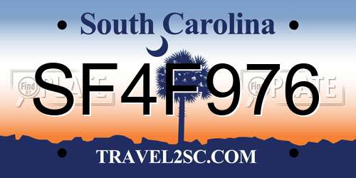 SF4F976 South Carolina License Plate