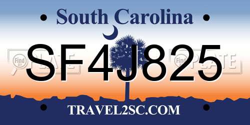 SF4J825 South Carolina License Plate