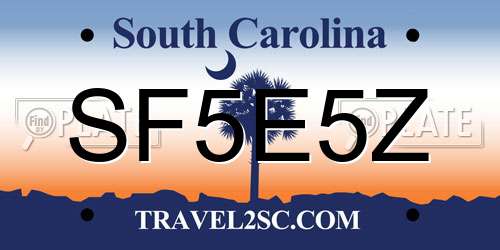 SF5E5Z South Carolina License Plate