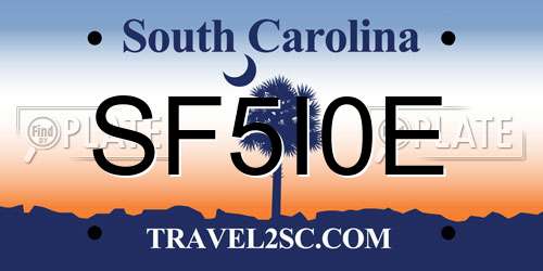 SF5I0E South Carolina License Plate