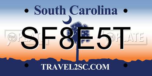 SF8E5T South Carolina License Plate