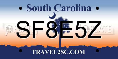 SF8E5Z South Carolina License Plate