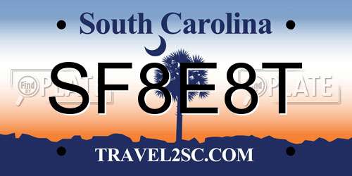 SF8E8T South Carolina License Plate