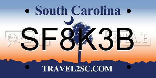 SF8K3B South Carolina License Plate