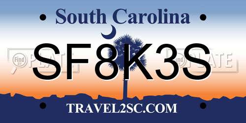 SF8K3S South Carolina License Plate