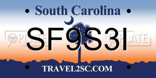 SF9S3I South Carolina License Plate