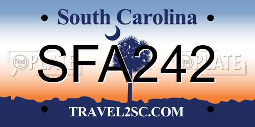 SFA242 South Carolina License Plate