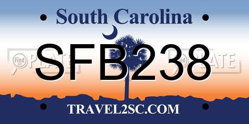 SFB238 South Carolina License Plate