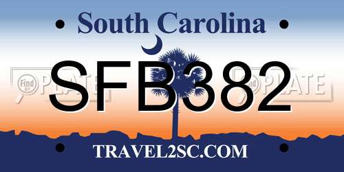 SFB382 South Carolina License Plate