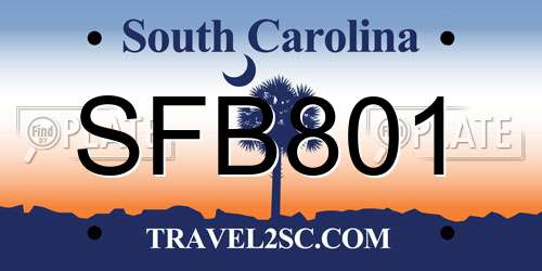 SFB801 South Carolina License Plate
