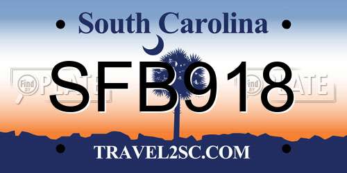 SFB918 South Carolina License Plate