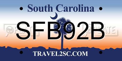 SFB92B South Carolina License Plate