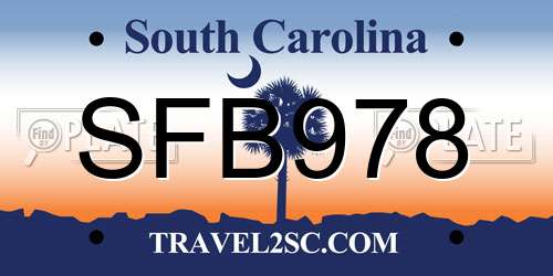 SFB978 South Carolina License Plate
