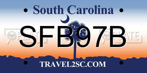 SFB97B South Carolina License Plate